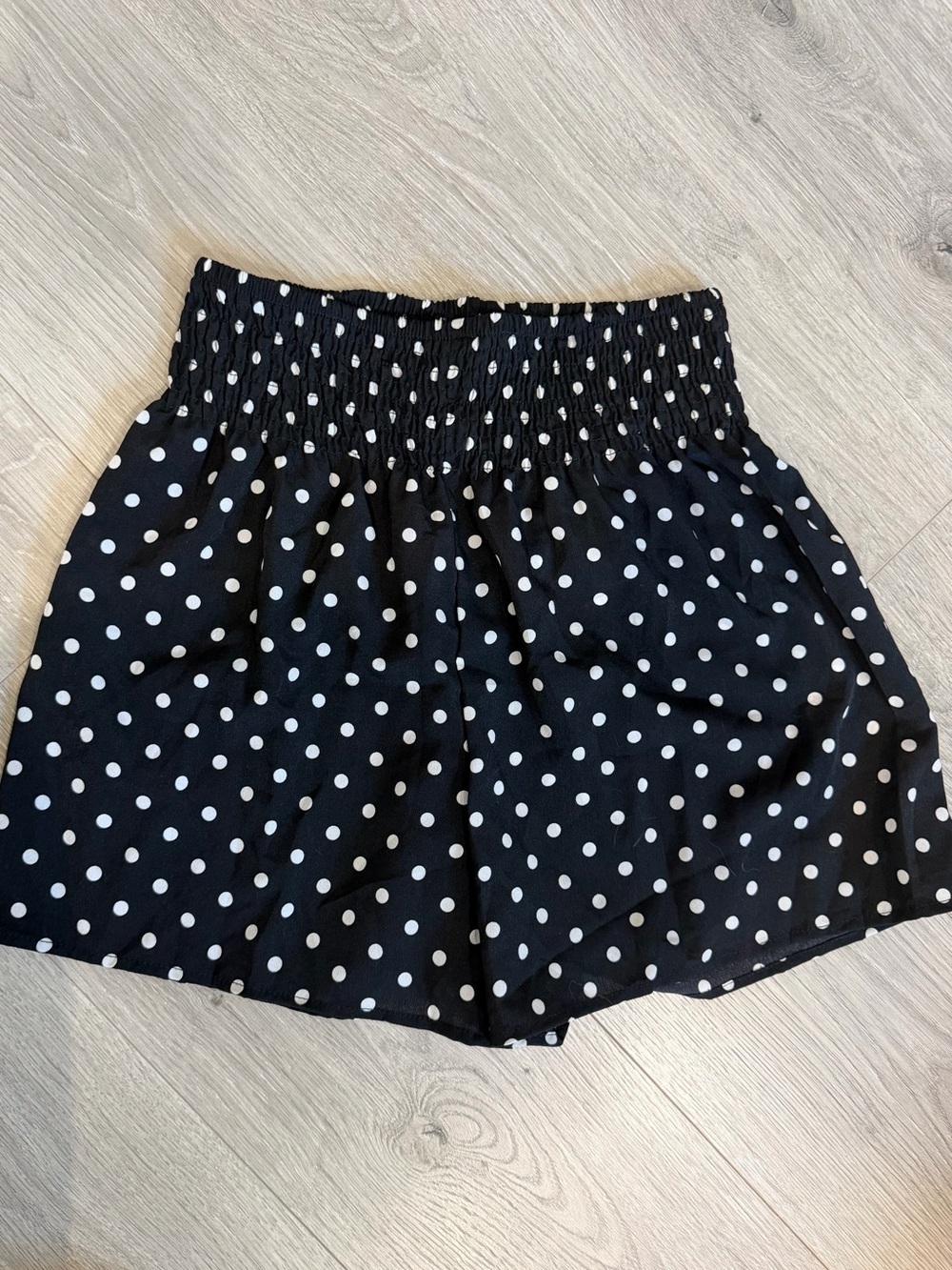 Black Polka Dot Smocked Waist Shorts